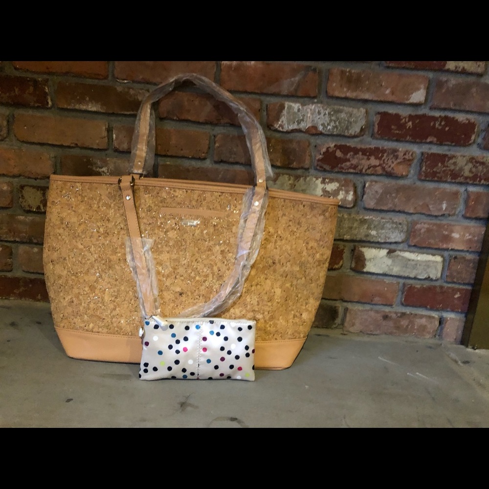 Thirty-One Tan Metallic Cork Tote